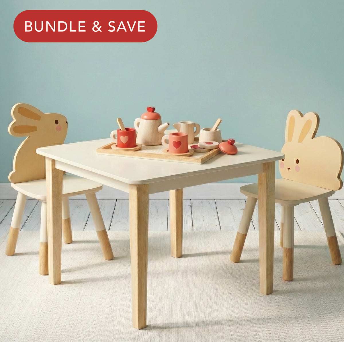 Mentari Wooden Bunny Table and Chair Set Toy for children