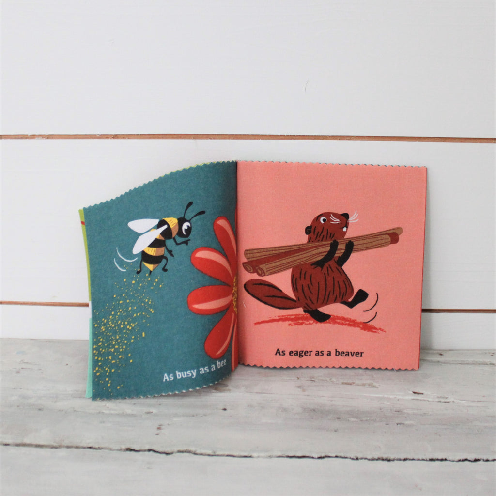 threadbear childrens gift animal themed illustrated ragbook made from cotton and sold in a colour box in bright red perfect for a gift