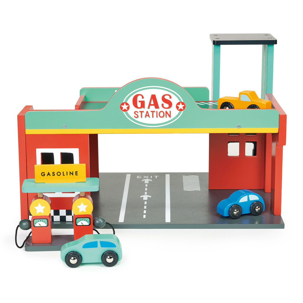 wooden mentari petrol gas station toy