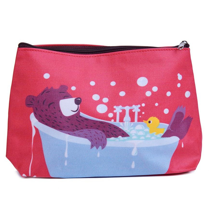 ThreadBear Design Biodegradable bear wash bag with wipe clean surface in red