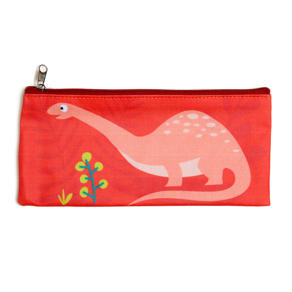 ThreadBear Design Biodegradable dinosaur pencil case with wipe clean surface in red