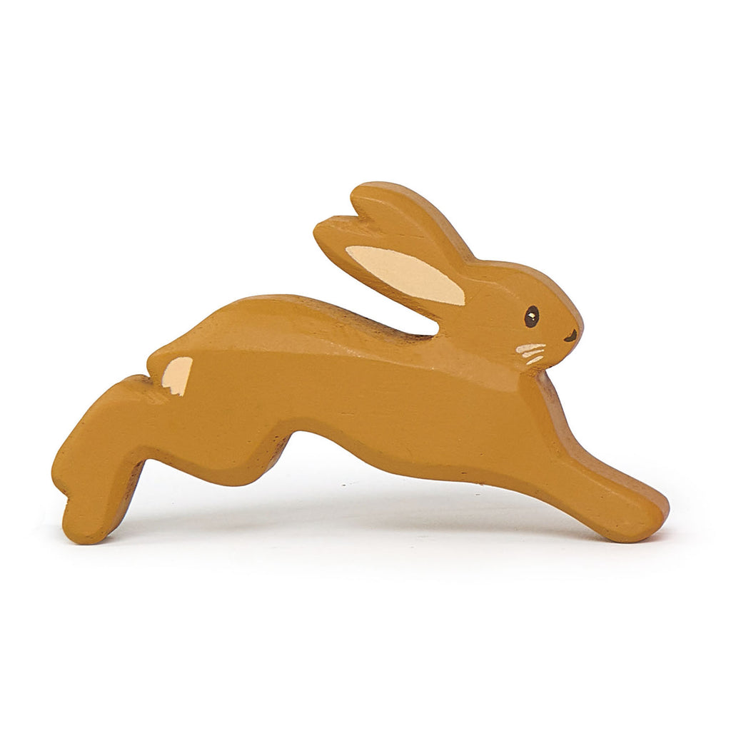 Tender Leaf wooden hare toy in brown