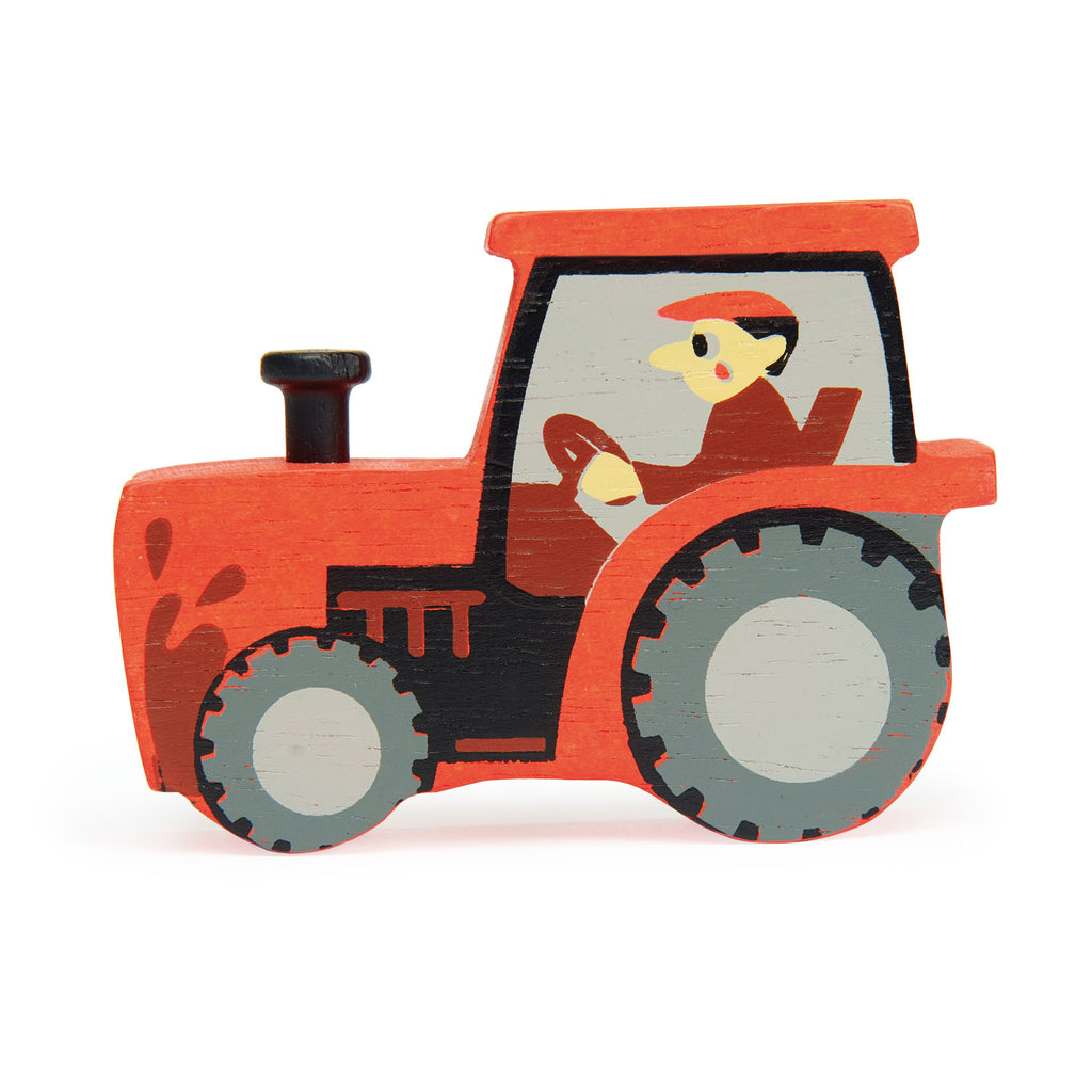 Tender Leaf wooden tractor toy in red