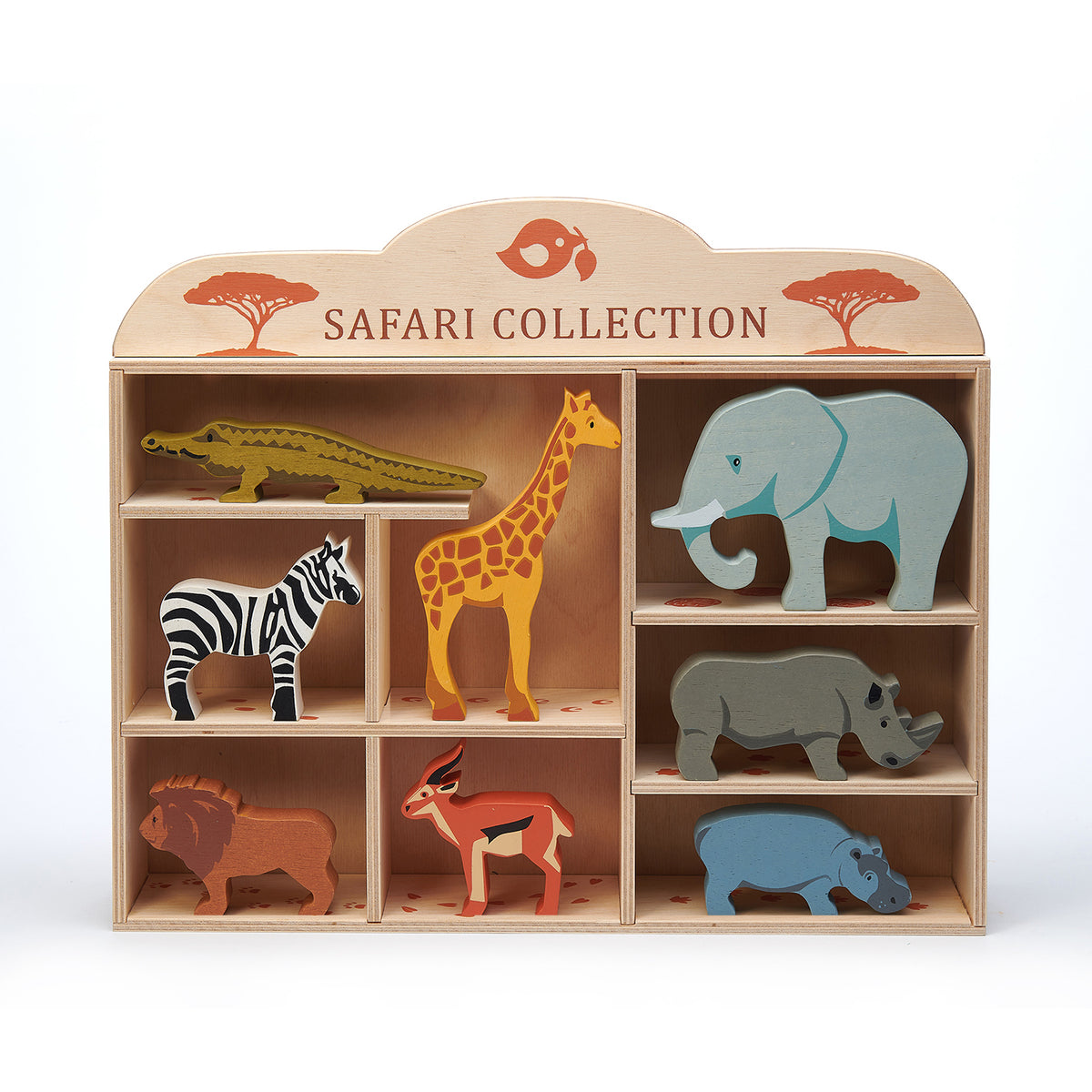 Tender Leaf Toys Wooden Safari Animal and Shelf Set