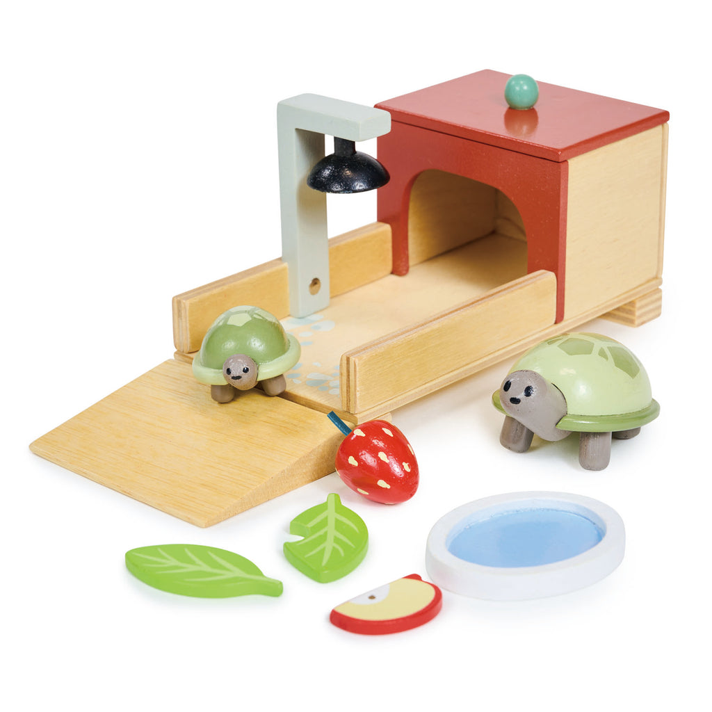 tender leaf toys wooden tortoise pet set dolls house accessory
