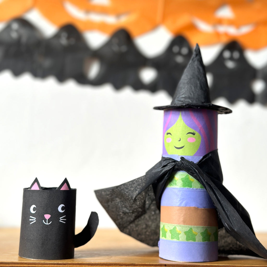 Halloween Fun Create a Spooky Witch and Cat with Wooden Toys