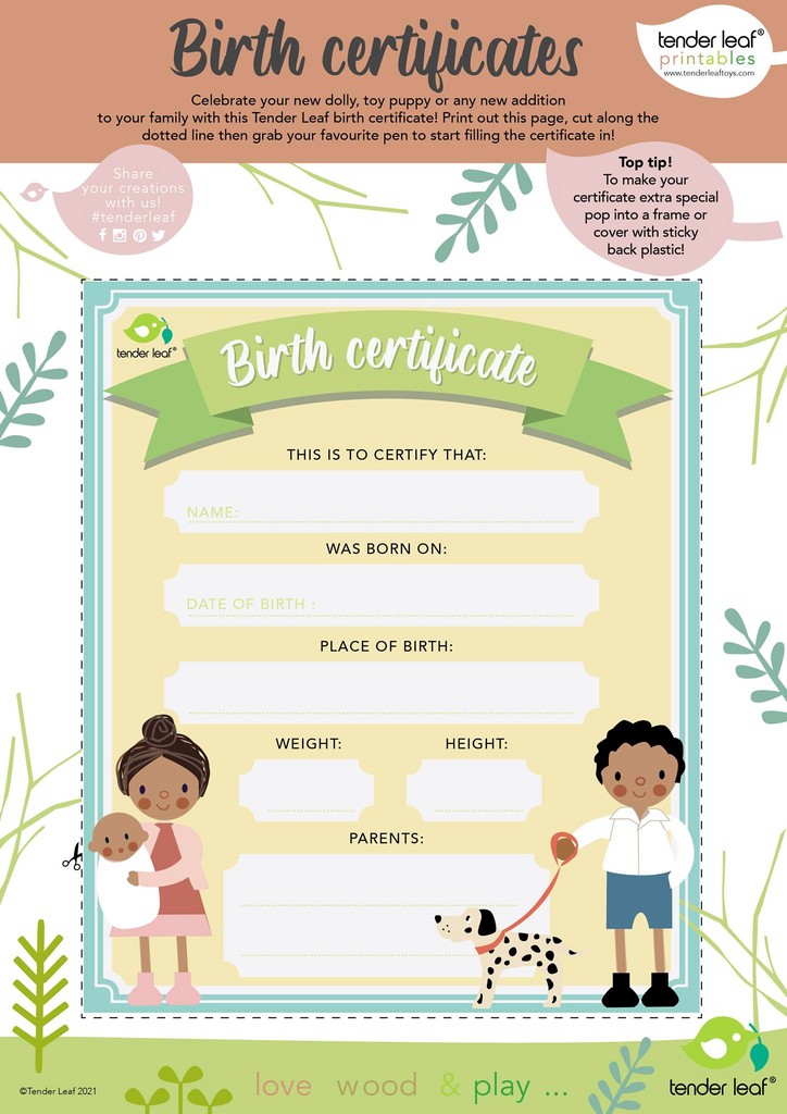 Printable birth certificates for new dollies!