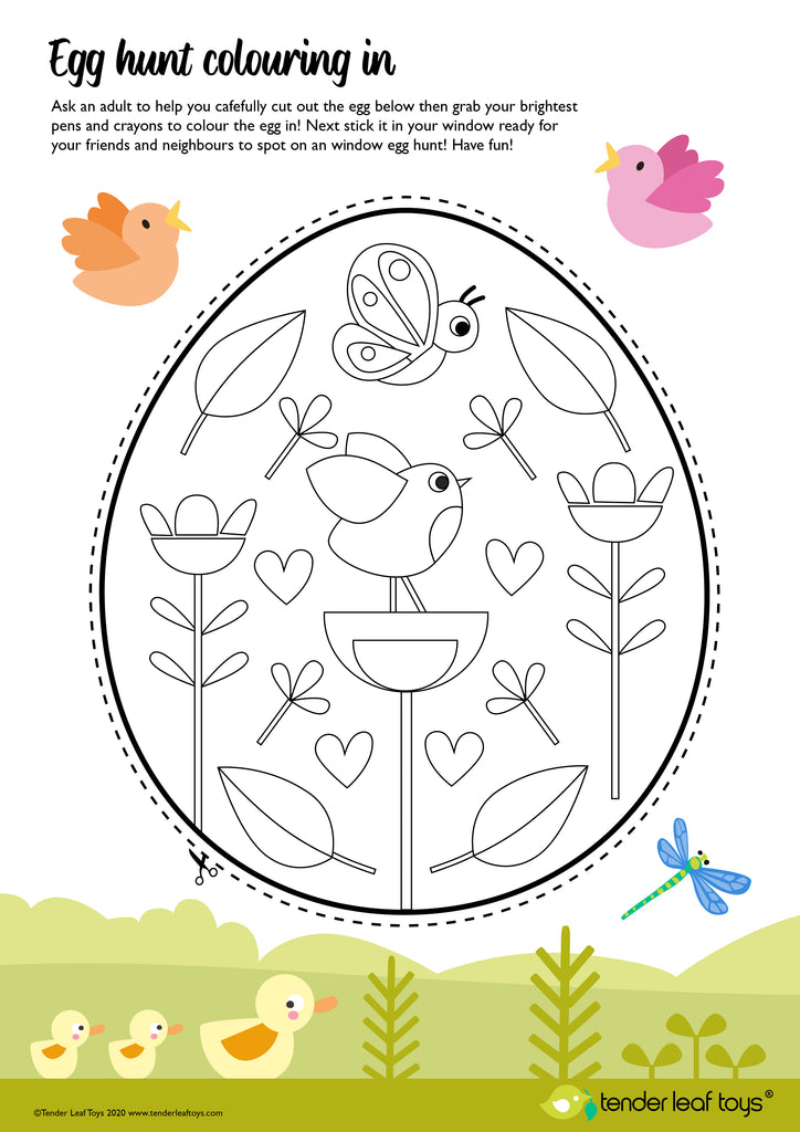 Easter Egg Hunt colouring in page