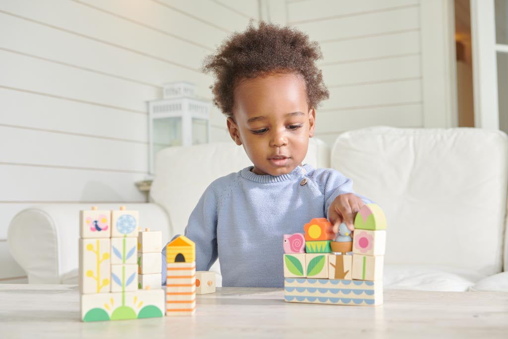 Tender Leaf Toys Wooden Baby Walker and Garden Blocks Set