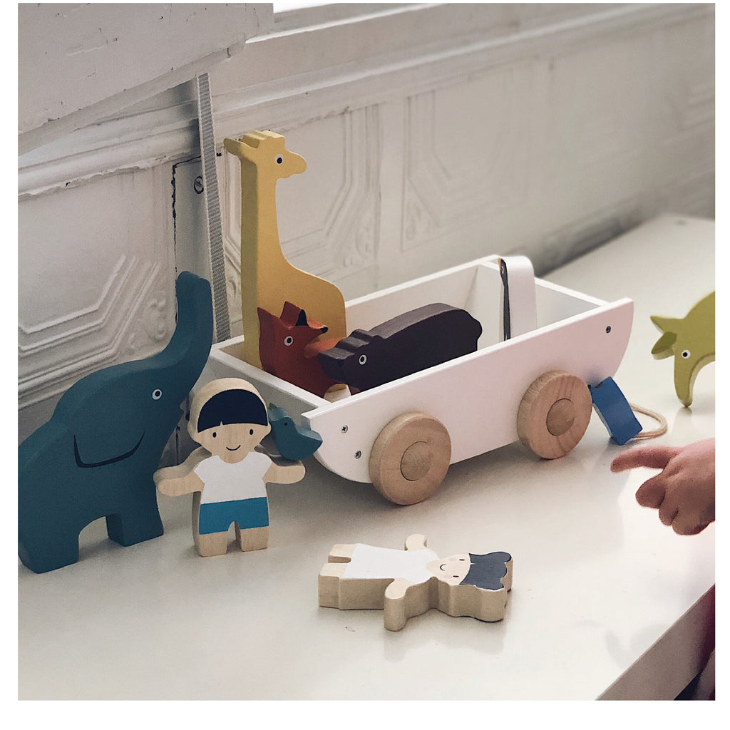 Sustainable wooden toy animals for children