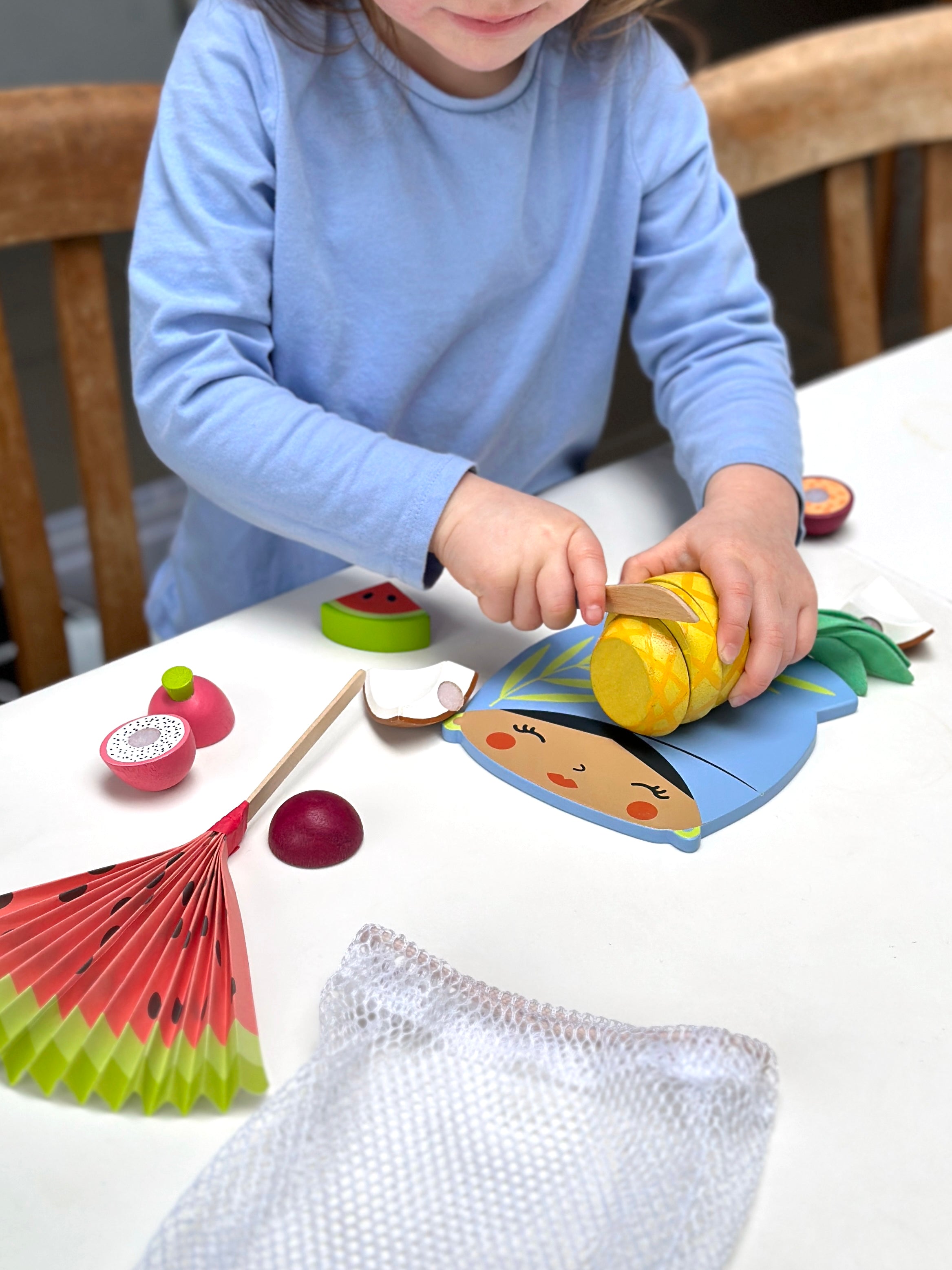 Tropical Fruit Chopping Board Toy | Tender Leaf Toys | Wooden Play Food –  ThreadBeardesign