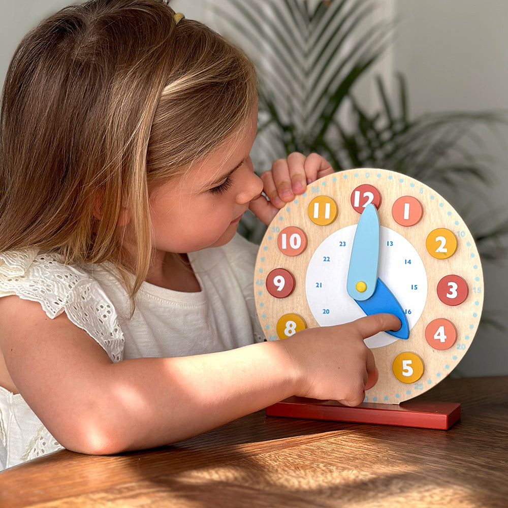 Abc Clock Toy Teaching Clock | Mentari Toys | Wooden Educational Toys β ThreadBeardesign