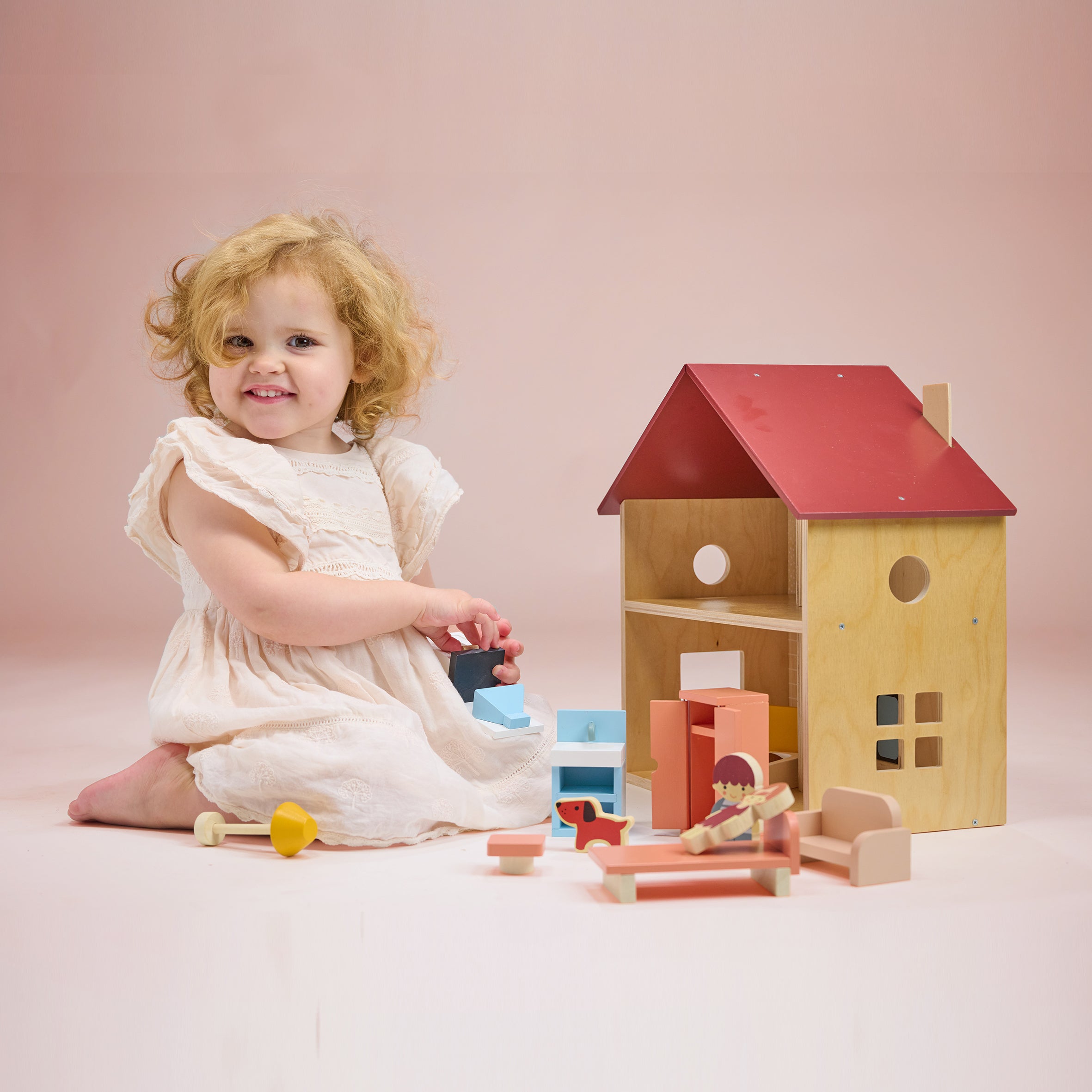 Buy PUCKWAY Wooden Dollhouse People Faily Set With Cat And Dog, Dolls House Figures For Pretend
