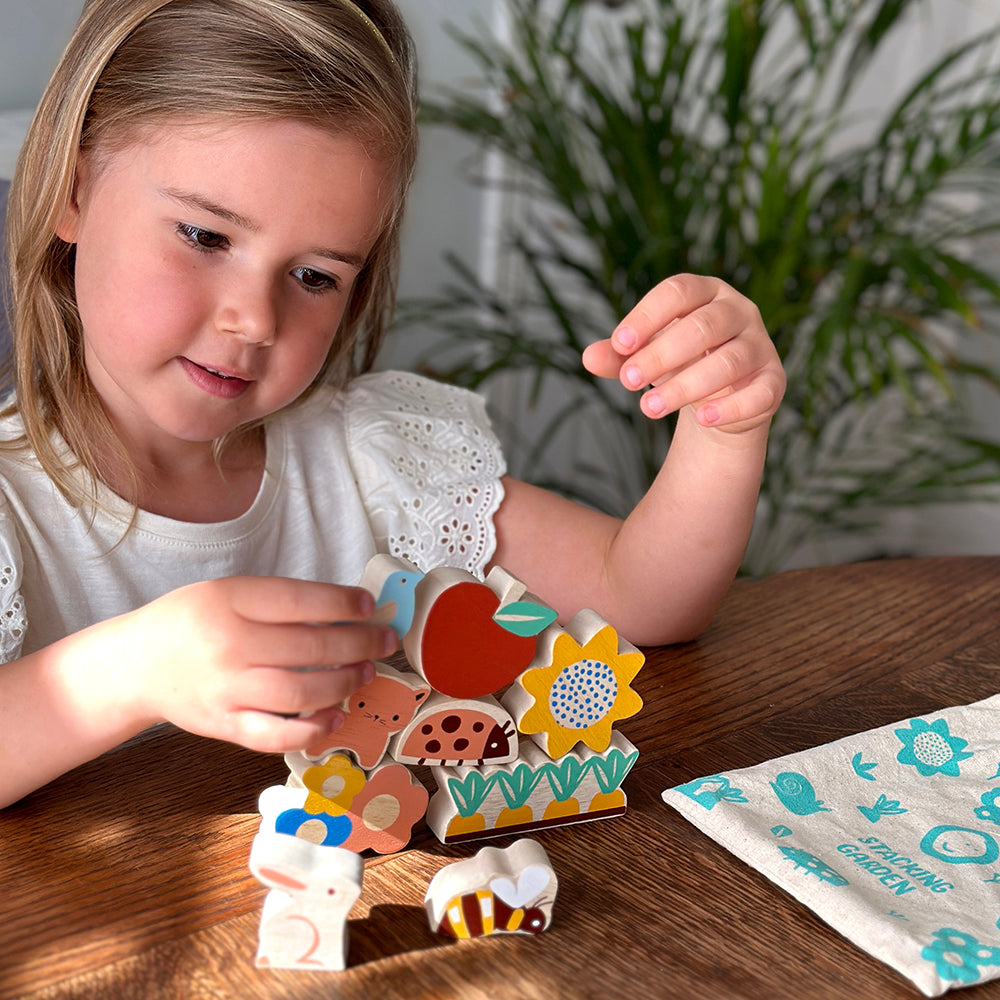 Spring Stacker Toy Happy Stacking Garden | Mentari Toys | Wooden Stacking Toys For Toddlers