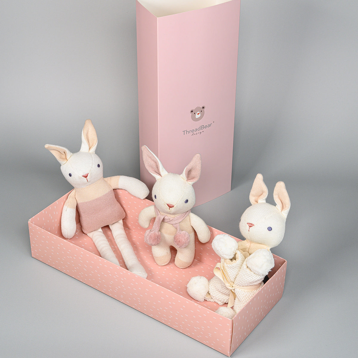 Baby Threads Bunny Cream Bundle | ThreadBear Toys & Gifts | Knitted ...