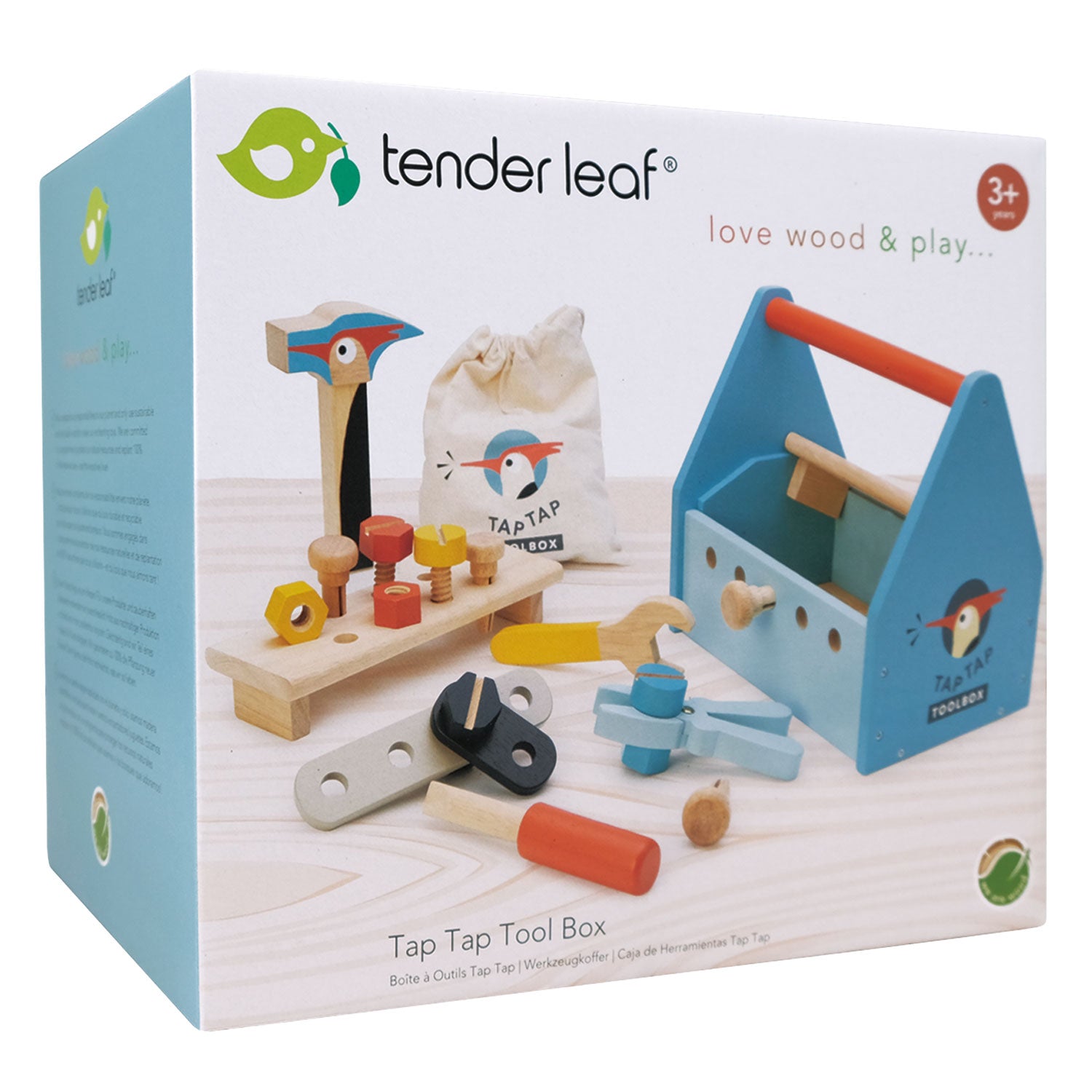 Tenderleaf Toys Wood Tool Box Play Toy Set Plastic Free