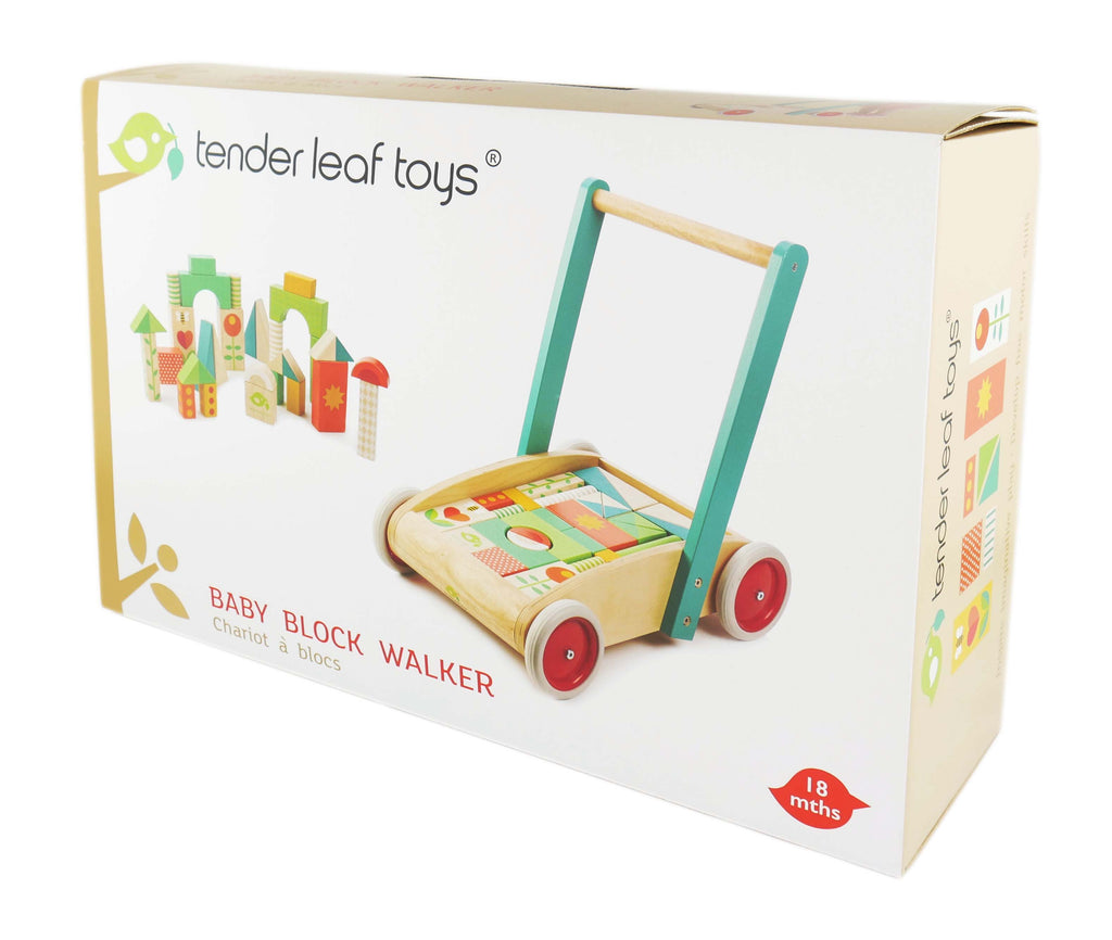 Tender Leaf Toys wooden walker with blocks for toddlers