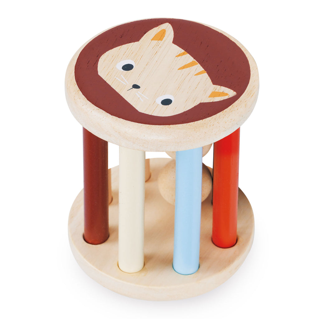 A Rolling Kitten Rattle toy by Mentari.