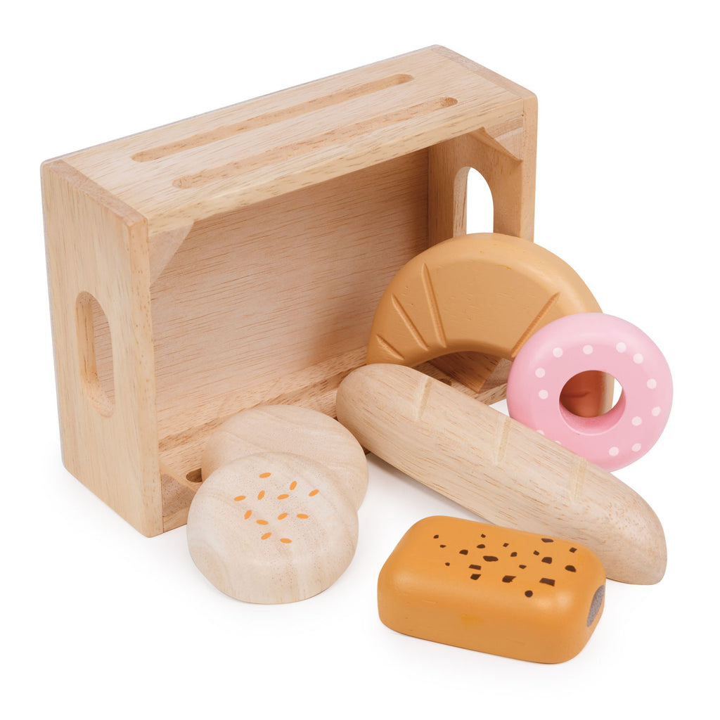 Bakery Crate toy by Mentari wooden play food market basket