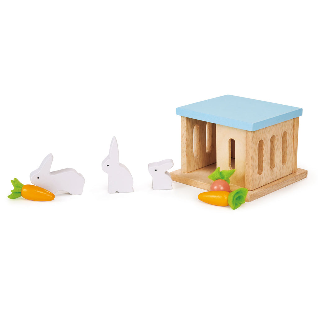 wooden doll's house rabbit hutch toy