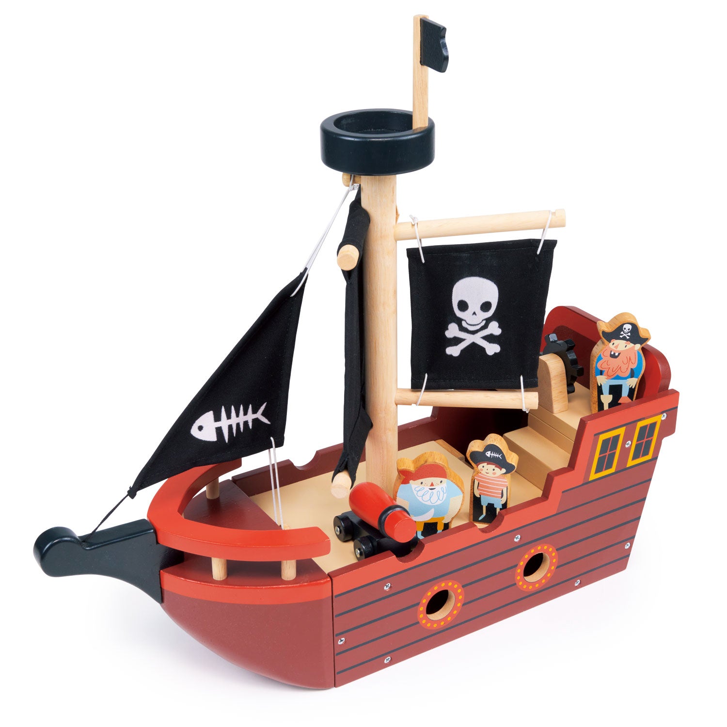 Pirate Rigger Fishbones Pirate Ship | Mentari Toys | Wooden Pirate Boat Toy