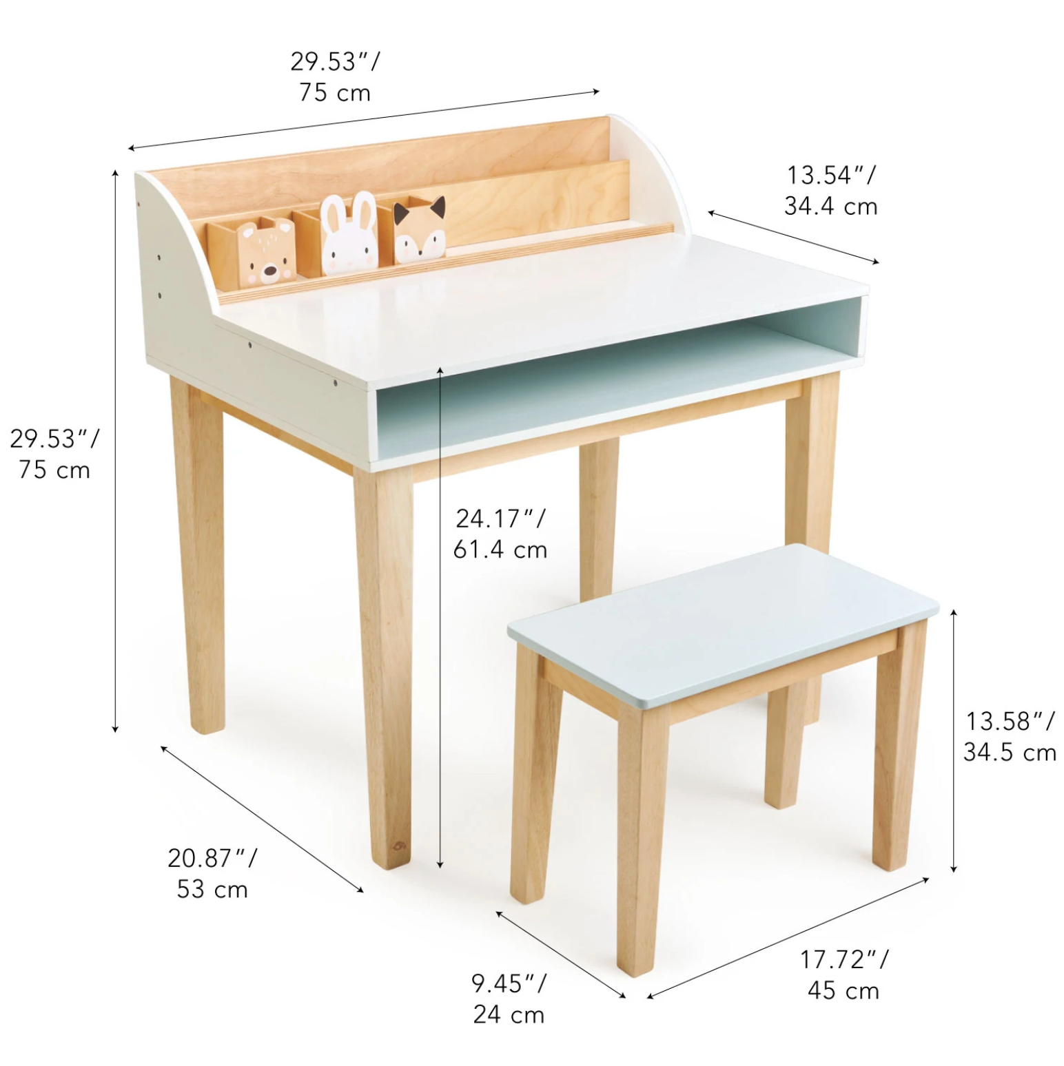 Wooden childs best sale desk and chair