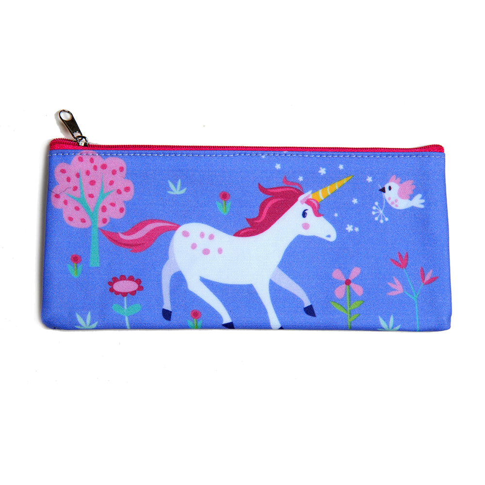 ThreadBear Design Biodegradable unicorn pencil case with wipe clean surface in lilac