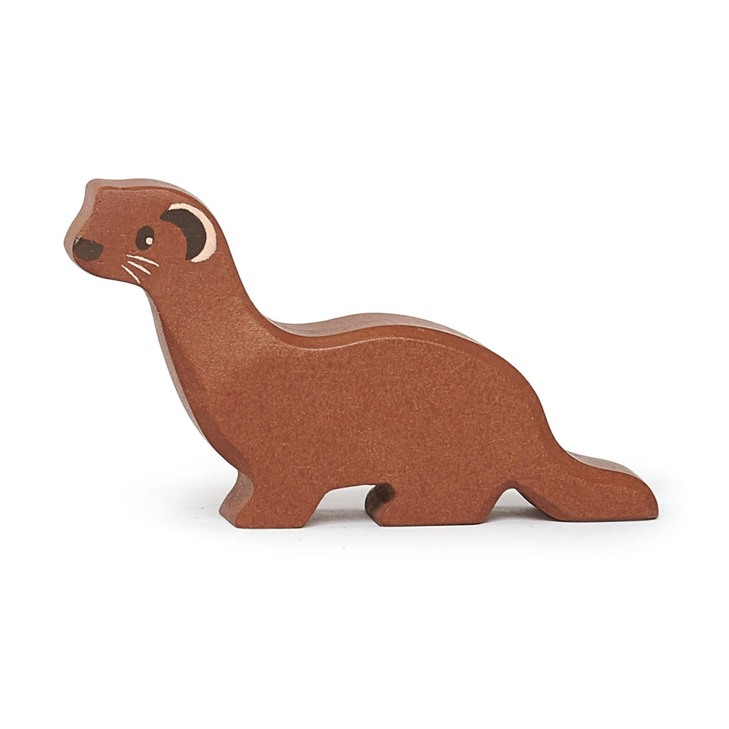 Tender Leaf wooden weasel animal toy in brown