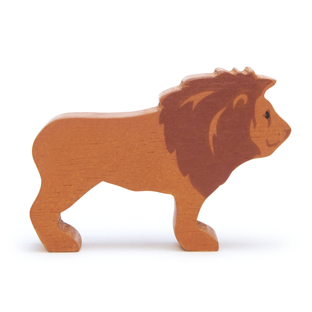 Tender Leaf wooden lion toy in brown