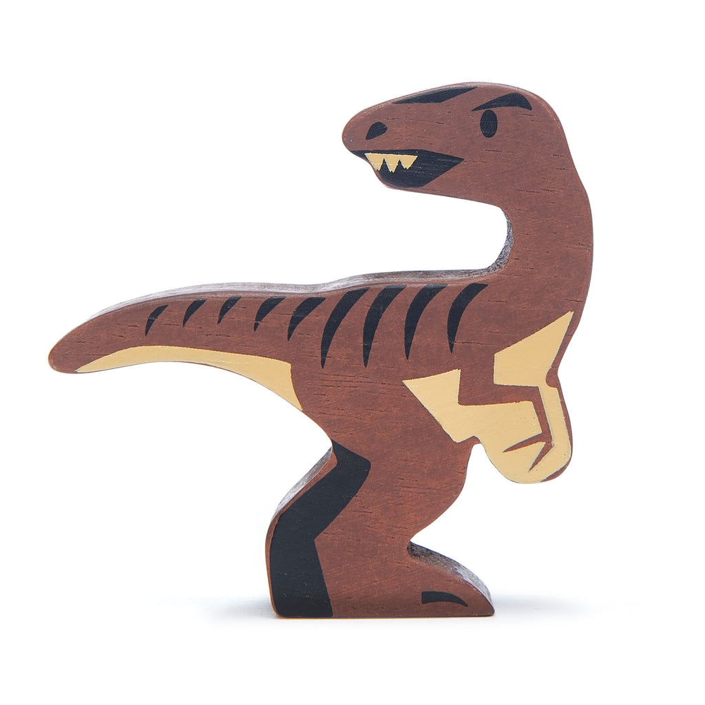 Tender Leaf wooden toys dinosaur Velociraptor in brown