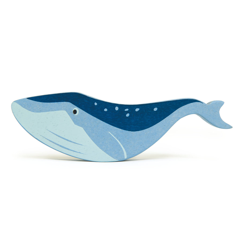 Tenderleaf wooden whale animal toy in blue