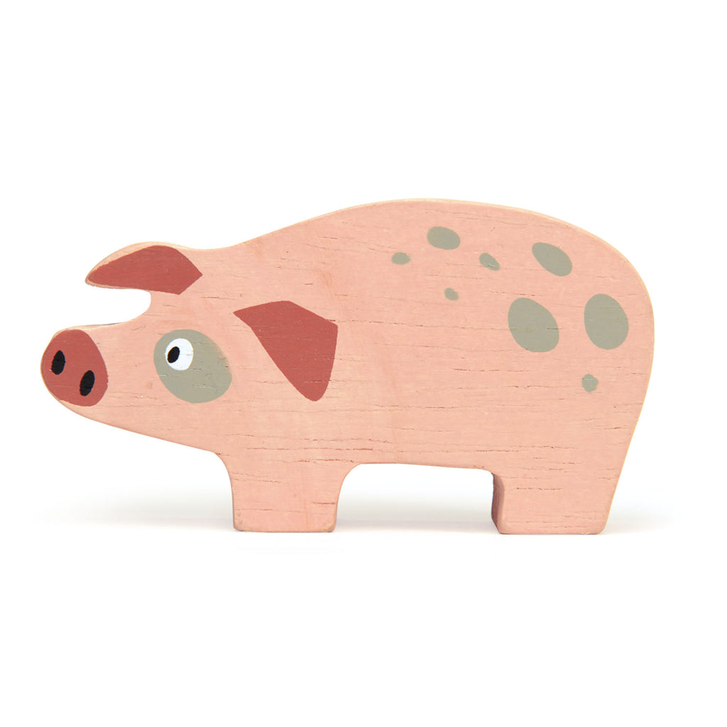 Tender leaf wooden Pig toy in pink
