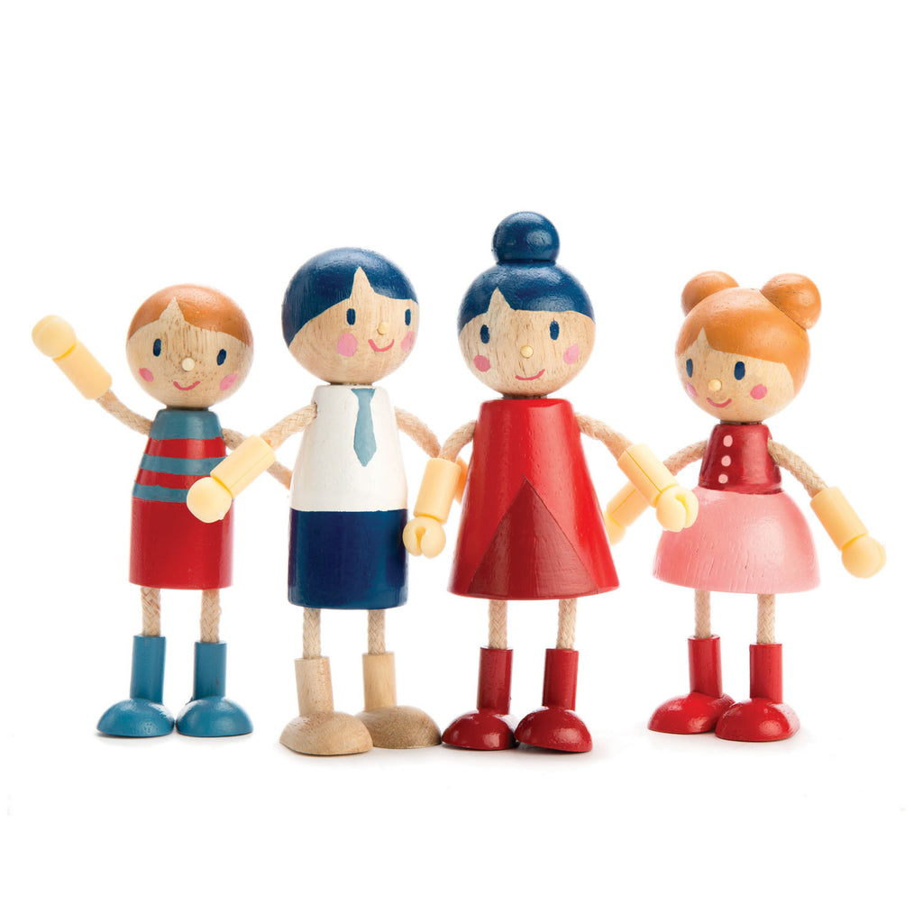 tender leaf toys wooden doll family with flexible arms and legs