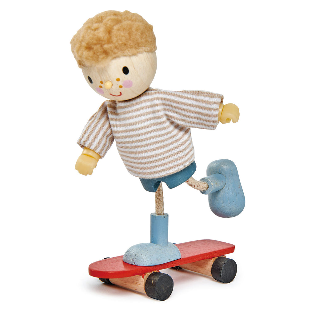 Tender Leaf Toys Wooden Dolls Edward And His Skateboard