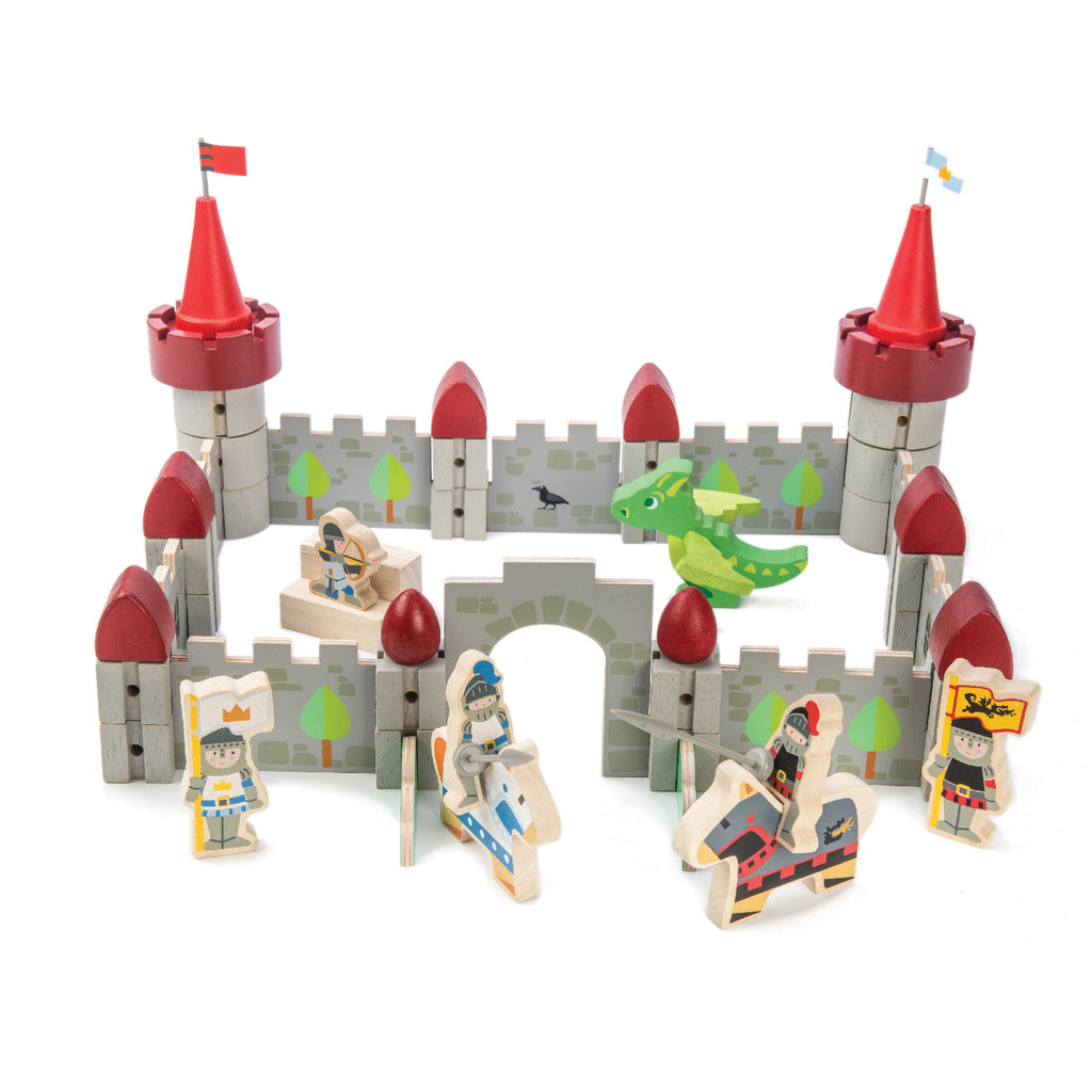 Tender Leaf Toys wooden modular castle set with 61 pieces