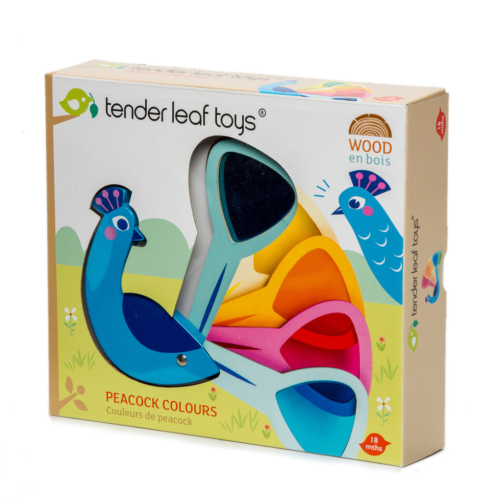 Tender Leaf toys wooden educational peacock colour game