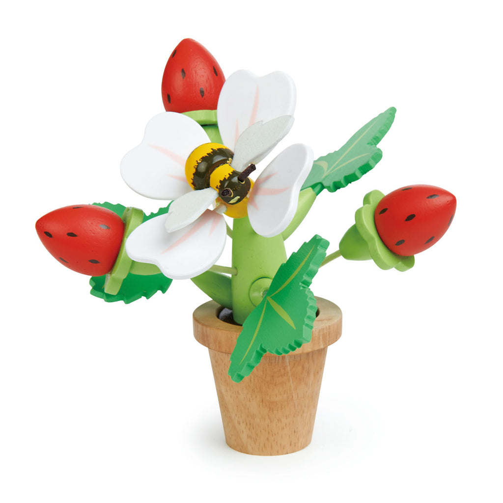 Tender Leaf wooden toy flower pot with strawberries