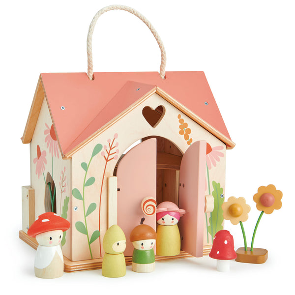 Tender Leaf Toys Rosewood Cottage wooden dolls house with family