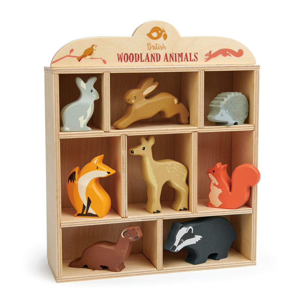 Tender Leaf wooden toys woodland animal and shelf set with 8 animals