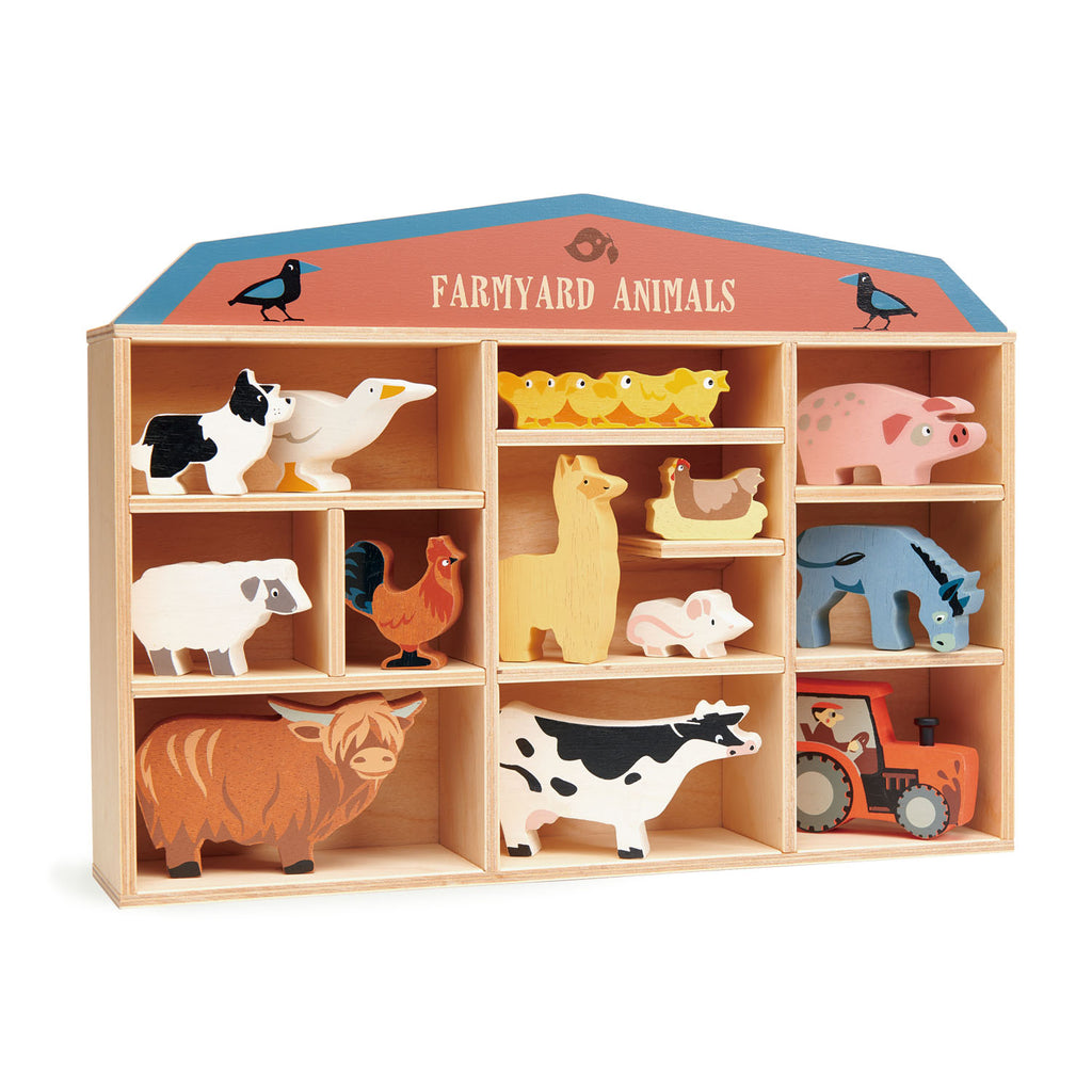 Tender Leaf wooden toys farmyard farm animals and shelf set