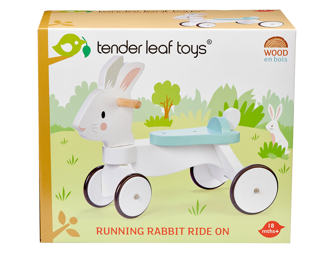 Tender Leaf wooden animal ride on toy for toddlers in white