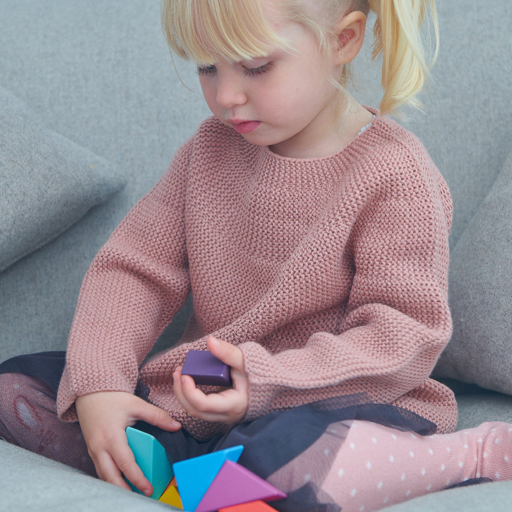 Tender Leaf Toys wooden set of colourful magnetic blocks, made from solid rubber wood and concealed multi directional magnets so always positive attraction