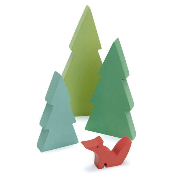 Tender Leaf Toys Fir Tops wooden trees with fox