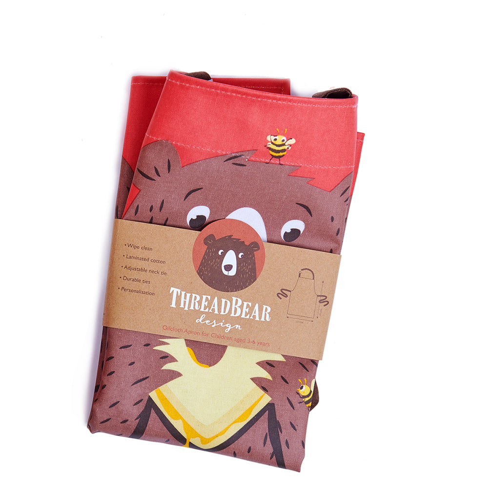 ThreadBear Design Biodegradable animal apron with wipe clean surface, made from 100% cotton and treated with a TPU coating to give a wipe clean surface.