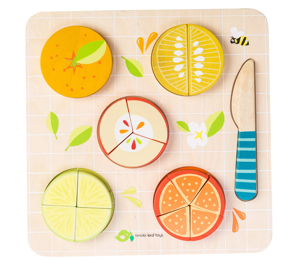 Tender Leaf Toys Citrus Fractions wooden fruit puzzle