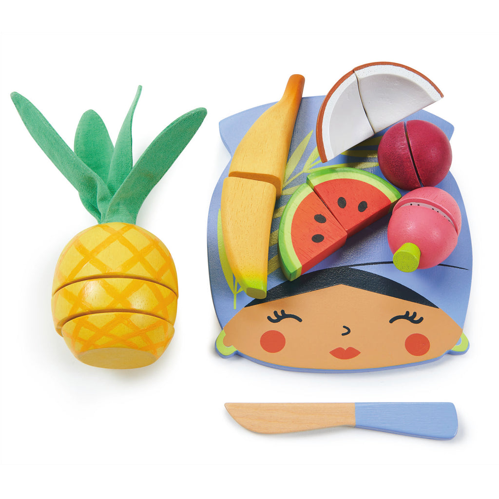 tender leaf toys wooden tropical fruit chopping board