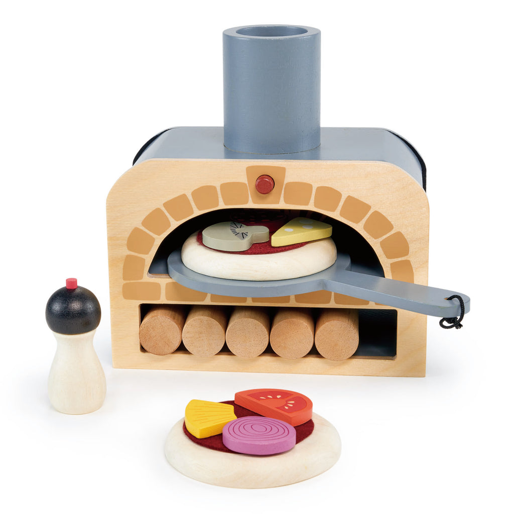tender leaf toys wooden pizza oven with play food